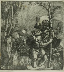 Heiliger Christophorus trägt das Christuskind