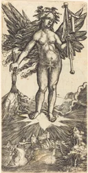 Geflügelte Frau auf einem Stern