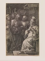 Christus vor Kaiphas, aus der Serie „Die gravierte Passion“