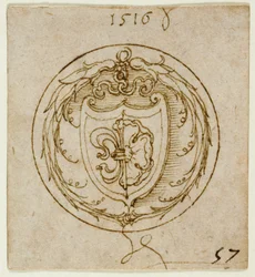 Entwurf für ein Ornament oder Siegelring mit den Wappen von Lazarus Spengler