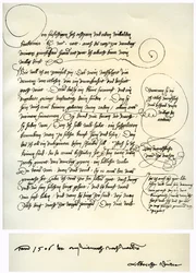 Entwurf von Albrecht Dürers Widmung an Bilibald Pirckheimer, ca. 1523