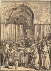 Joachims Opfer wird vom Hohenpriester zurückgewiesen, Blatt 2 der Folge "Das Marienleben"