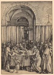 Joachims Opfer wird vom Hohenpriester zurückgewiesen, Blatt 2 der Folge "Das Marienleben"