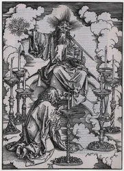 Johannes erblickt die sieben Leuchter, I. Figur, Blatt 3 der Folge "Die Apokalypse"