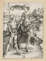Landsknecht und Fräulein zu Pferd