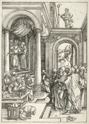 Leben der Jungfrau: Darstellung der jungen Jungfrau im Tempel, 1504-1505