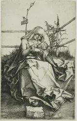Madonna auf einer grünen Bank