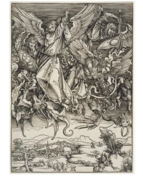 Michaels Kampf mit dem Drachen, aus der Folge der Apokalypse, Urausgabe Deutsch 1498