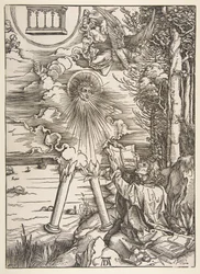 Der heilige Johannes verschlingt das Buch, aus „Die Apokalypse“