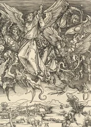 Der heilige Michael kämpft gegen den Drachen, 1498