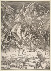 Sankt Michael kämpft gegen den Drachen, aus "Die Apokalypse"