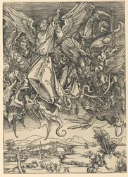 Der heilige Michael kämpft gegen den Drachen, aus der Serie Die Apokalypse