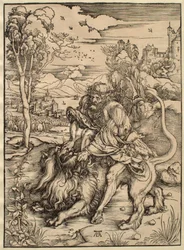 Samson kämpft mit dem Löwen