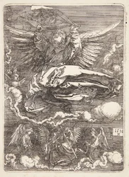 Sudarium von einem Engel ausgebreitet