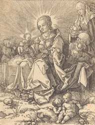 Die Heilige Familie auf einer grasbewachsenen Bank, 1526