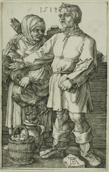 Der Bauer und seine Frau auf dem Markt