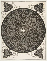 Der dritte Knoten. Verschlungener Rundel mit acht Kränzen und einem gewellten Schild darin..., vor 1521
