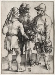 Drei Bauern im Gespräch, um 1497