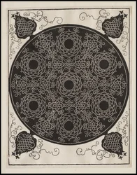 Vierter Knoten, 7 kreisförmige Knotengruppen mit schwarzen Mittelpunkten, um 1506