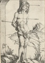 Der heilige Sebastian an eine Säule gebunden, ca. 1499