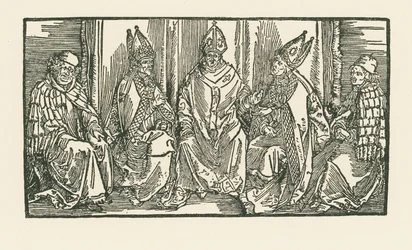 Drei Bischöfe und zwei Mönche