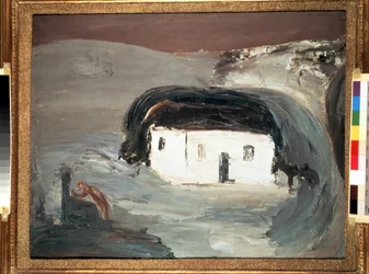 Landschaft mit einem weißen Haus