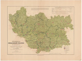 Karte der Bevölkerung des Gouvernements Wolhynien nach Konfessionen, 1864