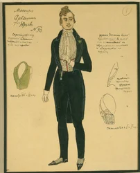 Arbenin. Kostümentwurf für das Stück Der Maskerade von M. Lermontov, 1917