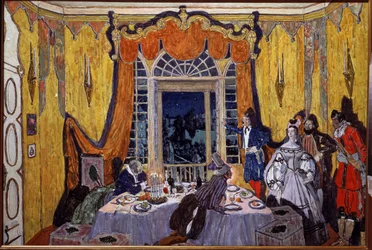 Bühnenbildentwurf für die Oper Der steinerne Gast von A. Dargomyschski