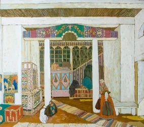 Bühnenbild für das Stück Der Sturm von Alexander Ostrowski, 1916