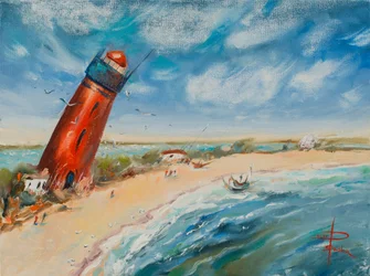 Lehnender Roter Leuchtturm