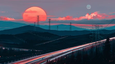 Dämmerung Autobahn Horizont