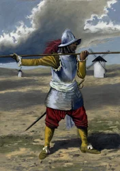 Ein Tercio, Pikenier der spanischen Infanterie zwischen 1534 und 1704 - Zeichnung von Alessandro Lonati