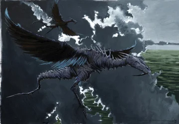 Fabelhaftes Wesen: Darstellung eines Drachen. Zeichnung von Alessandro Lonati