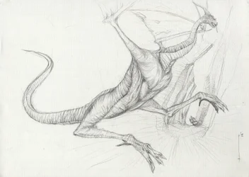 Fantastische Kreatur: Ein Drache Bleistiftskizze von Alessandro Lonati