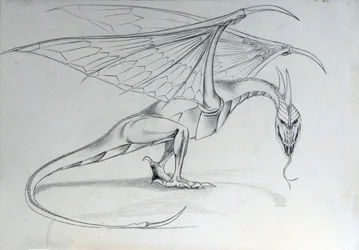 Fantastisches Wesen: Drache. Skizze von Alessandro Lonati