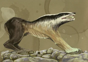 Fantastische Monster und Kreaturen, Kryptozoologie: Darstellung einer Crocotte (oder Leucrotta, Corocotta, Crocuta, Yena), eines mythischen Wolfshundes aus Indien oder Äthiopien (Crocotta oder Corocotta, Crocuta, Leucrocotta oder Yena ist ein mythischer