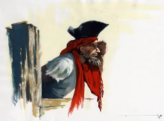Pirat der Karibik schaut in die Ferne