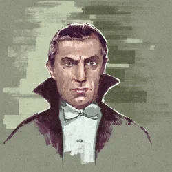 Porträt des ungarischen Schauspielers Bela Lugosi als Graf Dracula (Illustration)