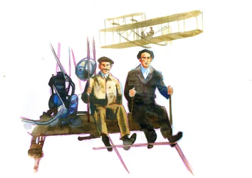 Porträt von Orville (1871-1948) und Wilbur Wright (1867-1912), amerikanische Luftfahrtpioniere