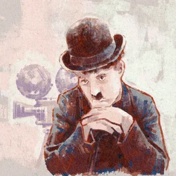 Porträt des Schauspielers und Regisseurs Charlie Chaplin