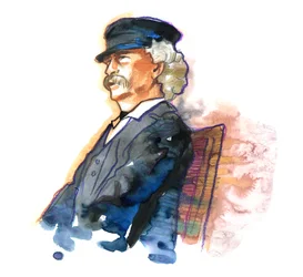 Porträt des amerikanischen Schriftstellers Mark Twain (1835-1910)