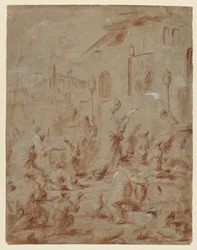 Anbeter an einem Straßenschrein, 1730-40