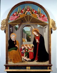 Die Geburt Christi. Gemälde von Esiguo Maestro (15. Jahrhundert). Öl auf Leinwand. Maße: 0,88 x 0,57m. Rouen, Museum der Schönen Künste