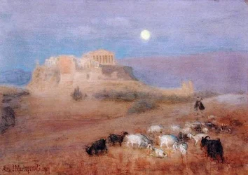 Die Akropolis in der Dämmerung