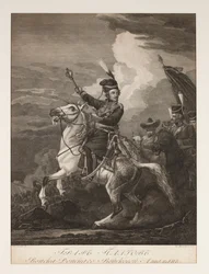 Porträt von Graf Platov (1751-1818) zu Pferd (Gravur)