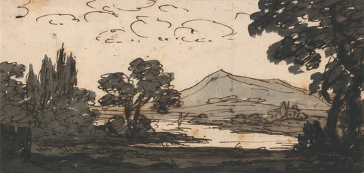 Landschaft mit Berg und See