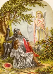 Christian und Hoffnungsvoll im Netz gefangen, aus Die Pilgerreise von John Bunyan, veröffentlicht ca. 1880