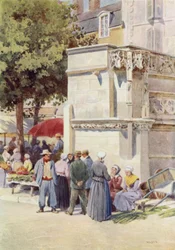 Blois, der Brunnen von Louis XII, auf dem Marktplatz