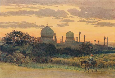 Sonnenuntergang hinter dem Ibrahim Roza, Bijapur, um 1880 1905